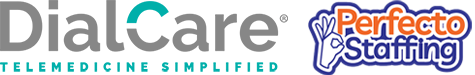 Official DialCare Telemedicine Simplified Logo + Perfecto Staffing Logo